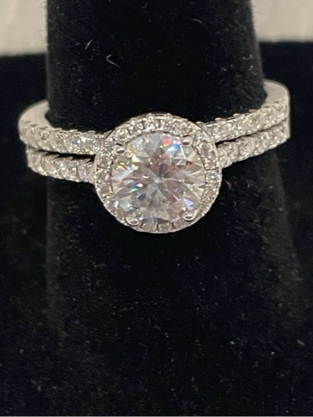 Rhodium plating over 925 silver Bridal Ring 1.49ct Moissanite woman’s ring - Picture 1 of 8